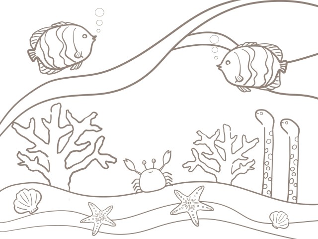 海の生き物のぬりえ