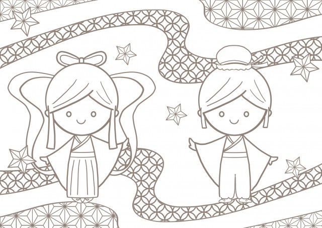 織姫と彦星のぬり絵
