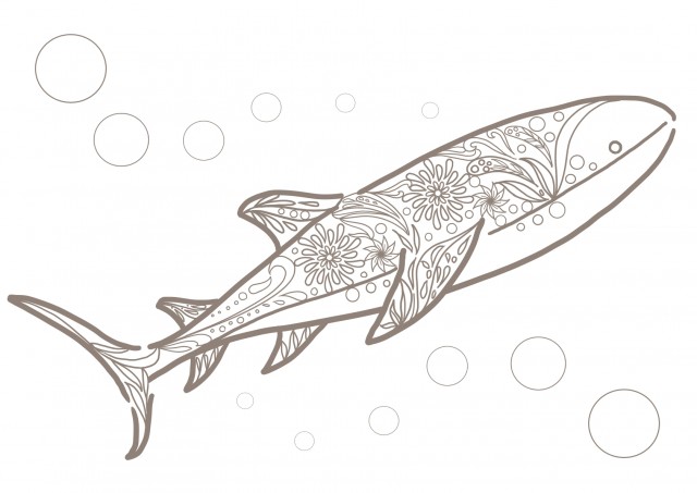 ジンベエザメのぬりえ