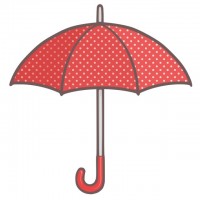 水玉模様の赤い傘