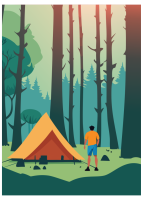 森の中でキャンプ…