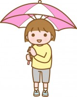 ピンク色の傘をさ…