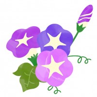 水彩風の紫陽花と…