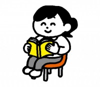 椅子に座り本を読…