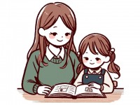 読書をする母子の…