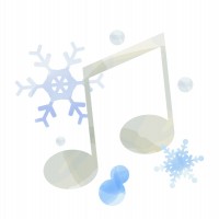 水彩風の音符と雪…