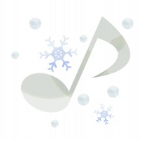 水彩風の音符と雪…