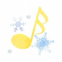 水彩風の音符と雪…