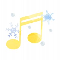 水彩風の音符と雪…