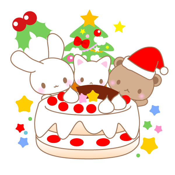 クリスマスケーキ くま パンダ 猫のイラスト 無料イラスト素材 素材ラボ