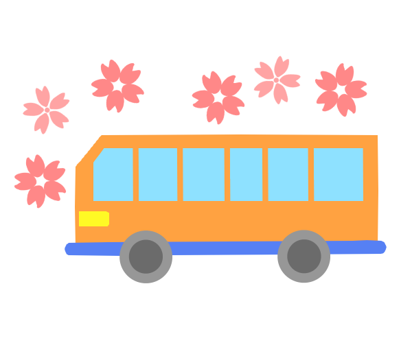 桜の行楽バスのイラスト 無料イラスト素材 素材ラボ
