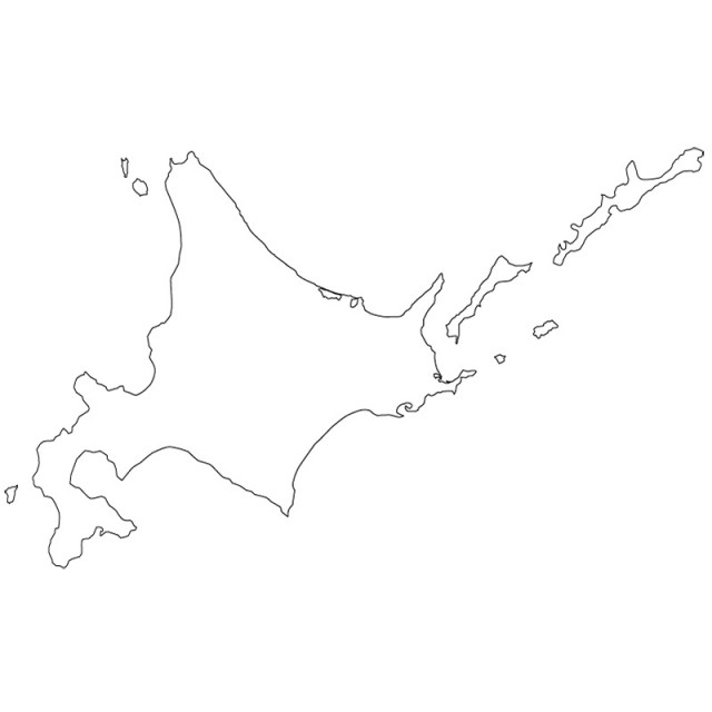 北海道のシルエットで作った地図イラスト 黒線 無料イラスト素材