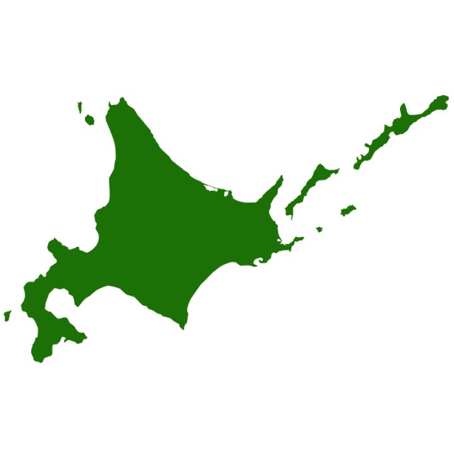 北海道のシルエットで作った地図イラスト 緑塗り 無料イラスト