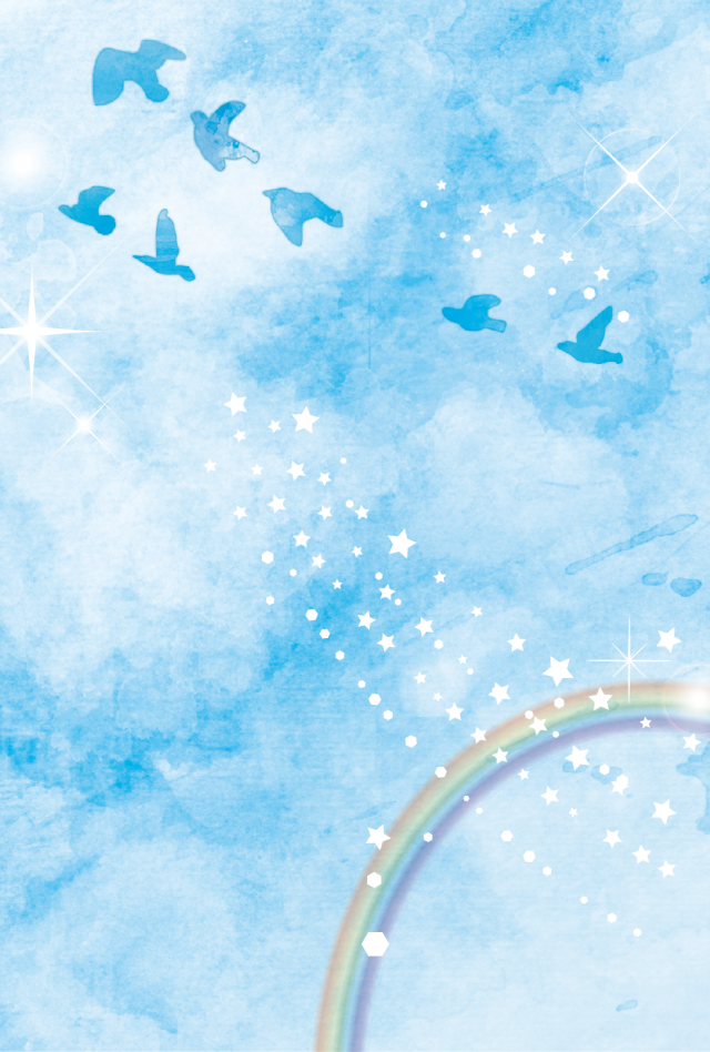青空に羽ばたく鳥と虹のイラスト 無料イラスト素材 素材ラボ