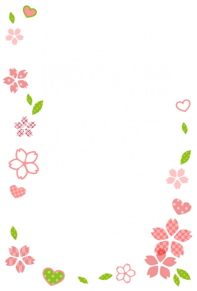 和風なかわいい桜とハートのフレーム 無料イラスト素材 素材ラボ