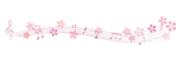 ト音記号と桜の花ライン 透過png Jpg 無料イラスト素材 素材ラボ