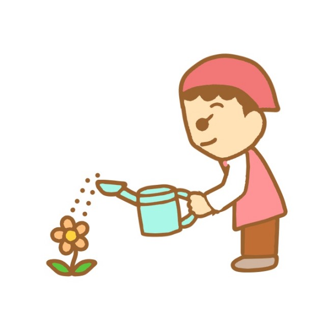 水やりをするお花屋店員のイラスト 無料イラスト素材 素材ラボ