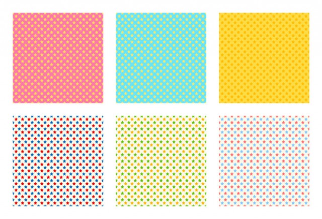 パターン図柄 星柄 小 ピンク 水色 黄色 カラフル３種 セット ループ可 Jpg Ping Eps 無料イラスト素材 素材ラボ