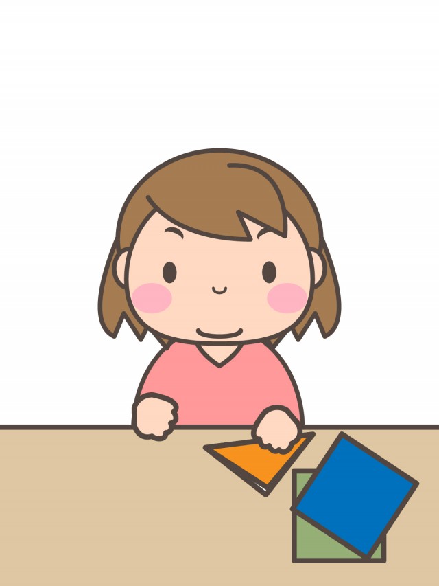 プリント用イラスト 折り紙を楽しむ女の子 無料イラスト素材 素材ラボ
