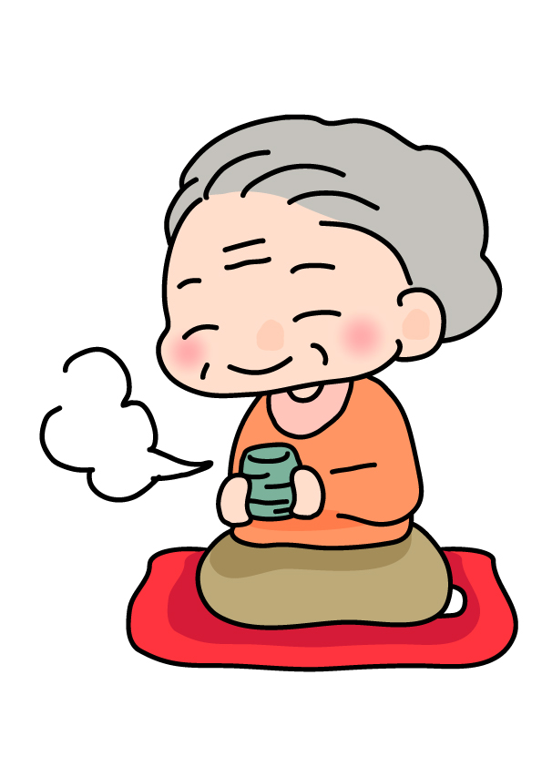 お茶を飲むおばあちゃんのイラスト素材 無料イラスト素材 素材ラボ