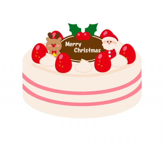 サンタクロースとトナカイのクリスマスケーキ２ 無料イラスト素材 素材ラボ