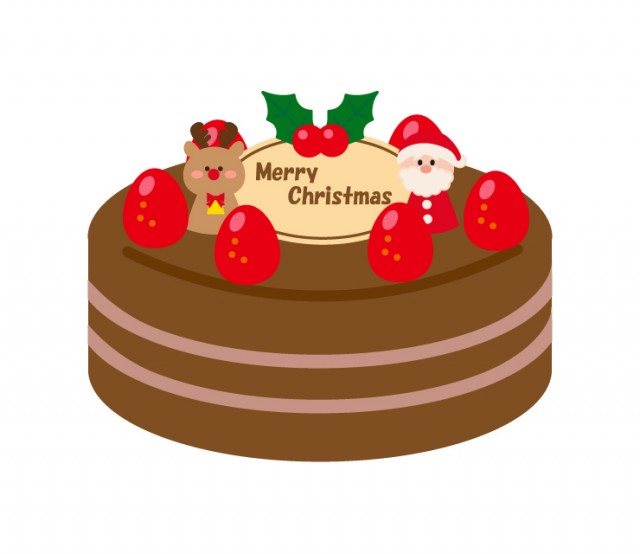 サンタクロースとトナカイのクリスマスケーキ チョコ 無料イラスト素材 素材ラボ