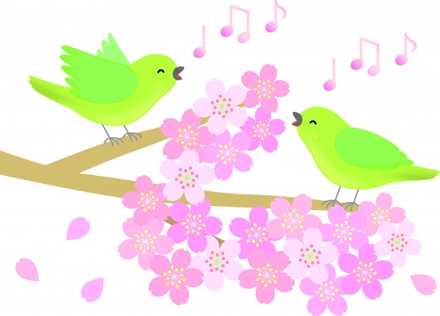 春の歌う小鳥達 無料イラスト素材 素材ラボ