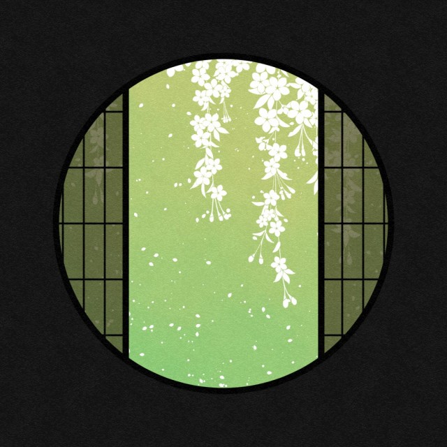 水彩の丸窓素材 桜 緑 無料イラスト素材 素材ラボ