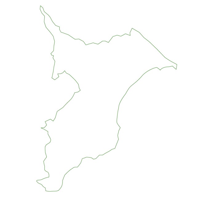 千葉県のシルエットで作った地図イラスト 緑線 無料イラスト素材