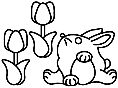 タマゴを抱えたウサギのイースター風塗り絵 無料イラスト素材 素材ラボ