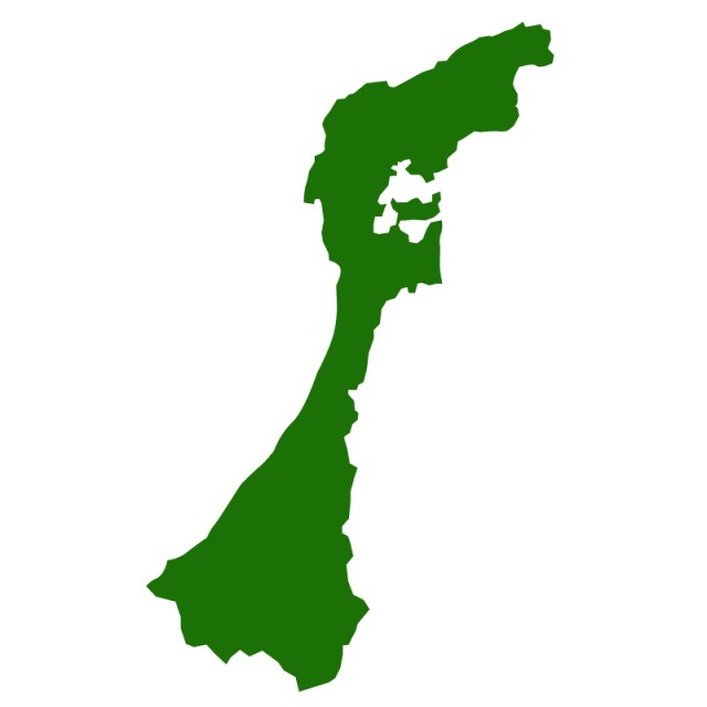 石川県のシルエットで作った地図イラスト 緑塗り 無料イラスト素材 素材ラボ