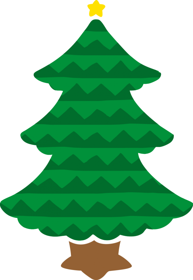 クリスマスツリーのイラスト ギザギザ 緑 無料イラスト素材 素材ラボ