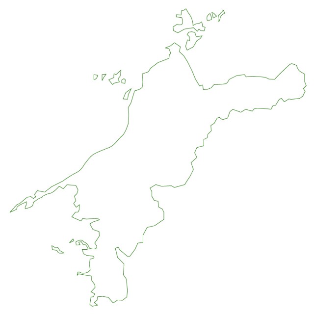 愛媛県のシルエットで作った地図イラスト 緑線 無料イラスト素材 素材ラボ