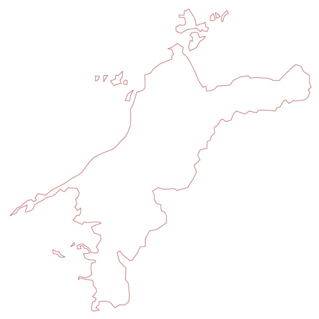 愛媛県のシルエットで作った地図イラスト 赤線 無料イラスト素材