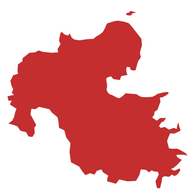 大分県のシルエットで作った地図イラスト 赤塗り 無料イラスト