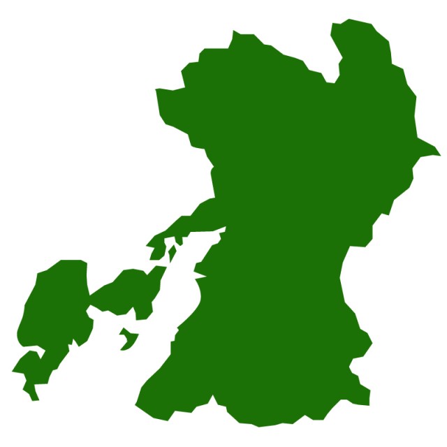 熊本県のシルエットで作った地図イラスト 緑塗り 無料イラスト素材 素材ラボ