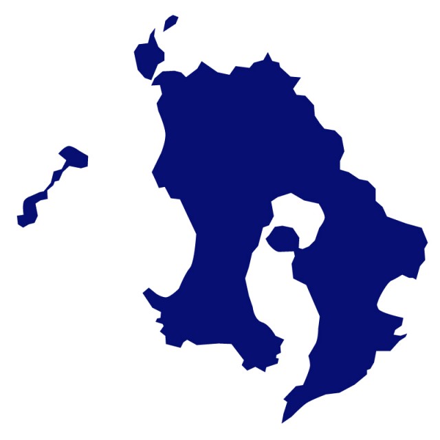 鹿児島県のシルエットで作った地図イラスト 青塗り 無料イラスト素材 素材ラボ